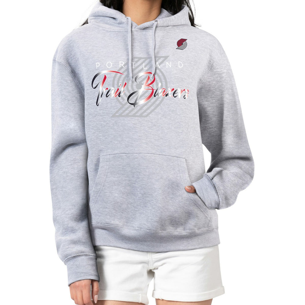 Gray Portland Trail Blazers G-III 4Her by Carl Banks Women's Shadow Logo Tri-Blend Fleece Hoodie | NBA