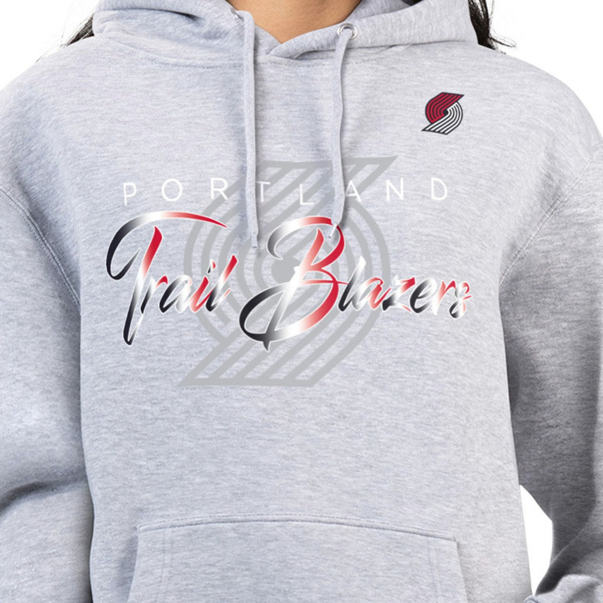 Gray Portland Trail Blazers G-III 4Her by Carl Banks Women's Shadow Logo Tri-Blend Fleece Hoodie | NBA