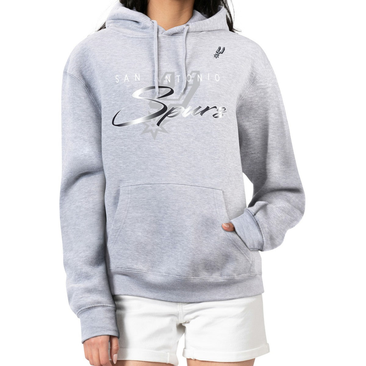 Gray San Antonio Spurs G-III 4Her by Carl Banks Women's Shadow Logo Tri-Blend Fleece Hoodie | NBA