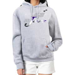 Gray Utah Jazz G-III 4Her by Carl Banks Women's Shadow Logo Tri-Blend Fleece Hoodie | NBA