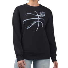 Black Sacramento Kings G-III 4Her by Carl Banks Women's Metallic Print Basketball Sketch Fleece Sweatshirt | NBA