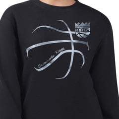 Black Sacramento Kings G-III 4Her by Carl Banks Women's Metallic Print Basketball Sketch Fleece Sweatshirt | NBA