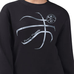 Black Denver Nuggets G-III 4Her by Carl Banks Women's Metallic Print Basketball Sketch Fleece Sweatshirt sale | NBA