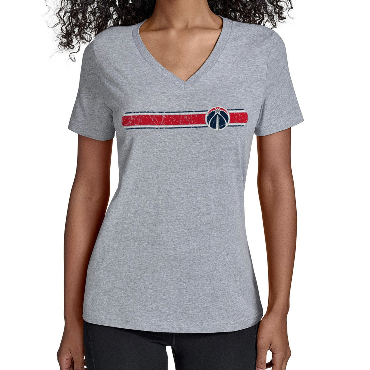 Gray Washington Wizards Starter Women's Team Stripe V-Neck T-Shirt | NBA