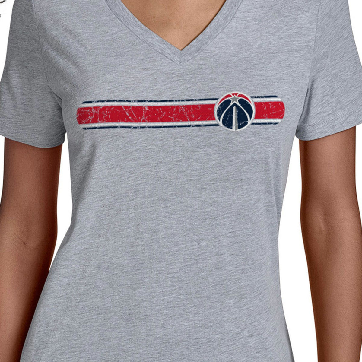 Gray Washington Wizards Starter Women's Team Stripe V-Neck T-Shirt | NBA