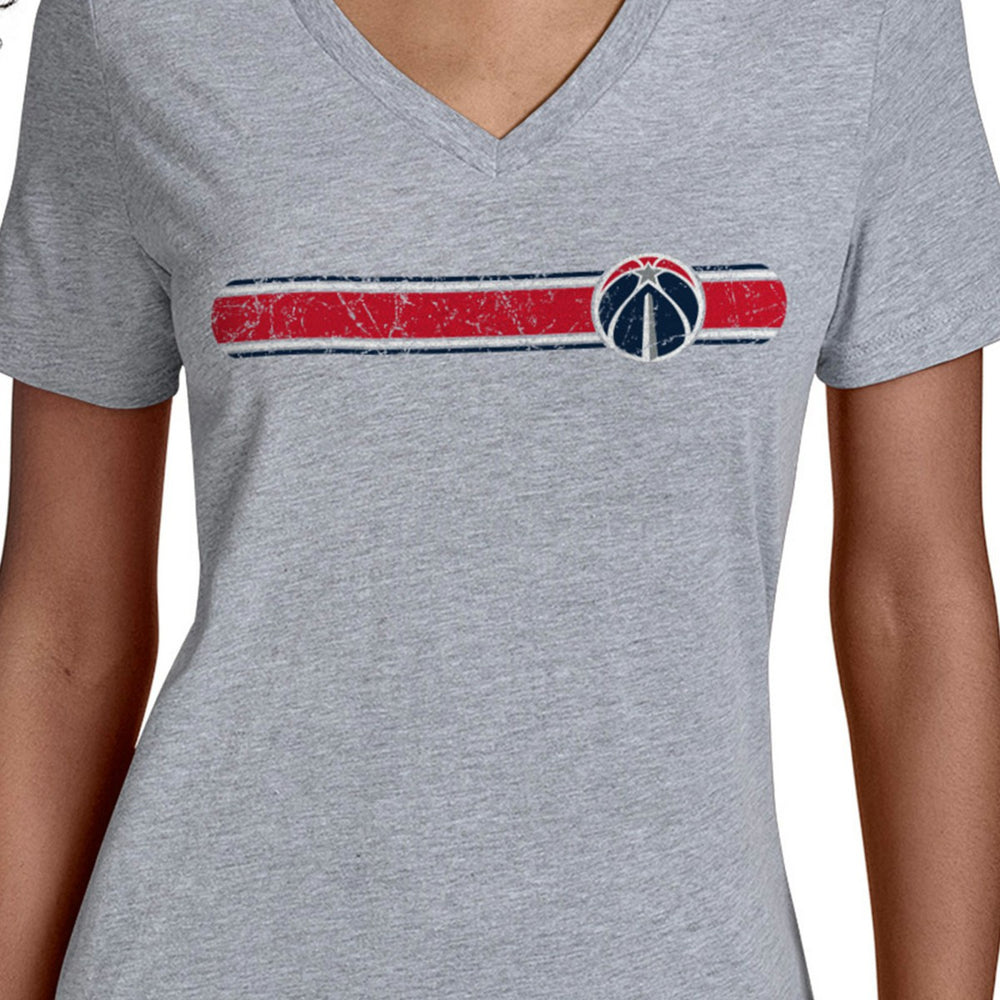 Gray Washington Wizards Starter Women's Team Stripe V-Neck T-Shirt | NBA
