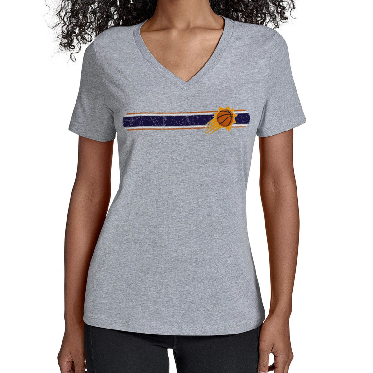 Gray Phoenix Suns Starter Women's Team Stripe V-Neck T-Shirt | NBA