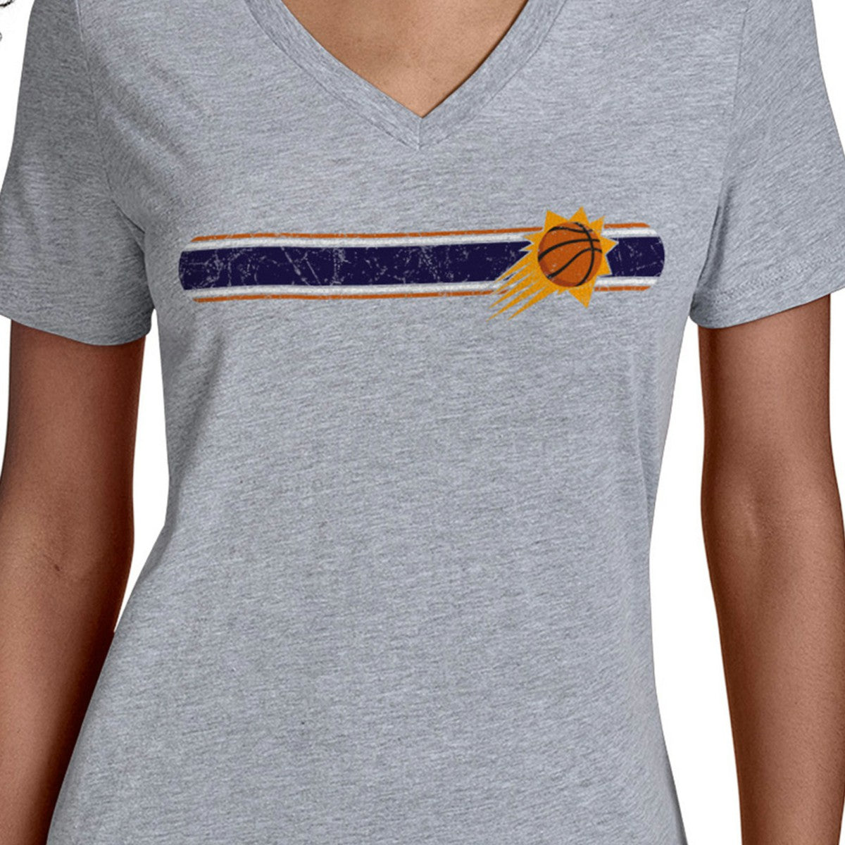 Gray Phoenix Suns Starter Women's Team Stripe V-Neck T-Shirt | NBA