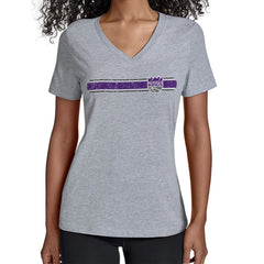 Gray Sacramento Kings Starter Women's Team Stripe V-Neck T-Shirt | NBA