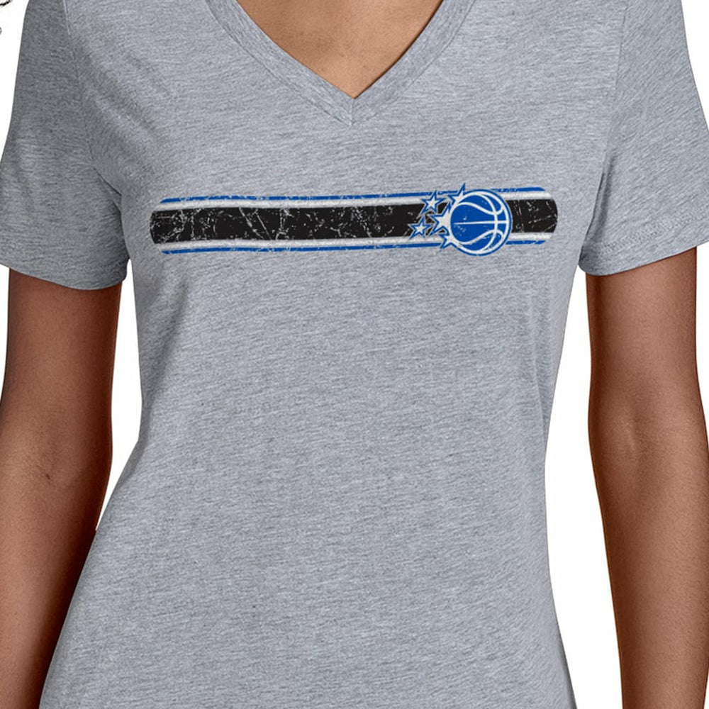 Gray Orlando Magic Starter Women's Team Stripe V-Neck T-Shirt | NBA