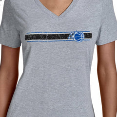 Gray Orlando Magic Starter Women's Team Stripe V-Neck T-Shirt | NBA