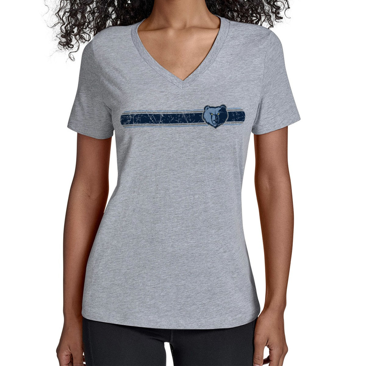 Gray Memphis Grizzlies Starter Women's Team Stripe V-Neck T-Shirt | NBA