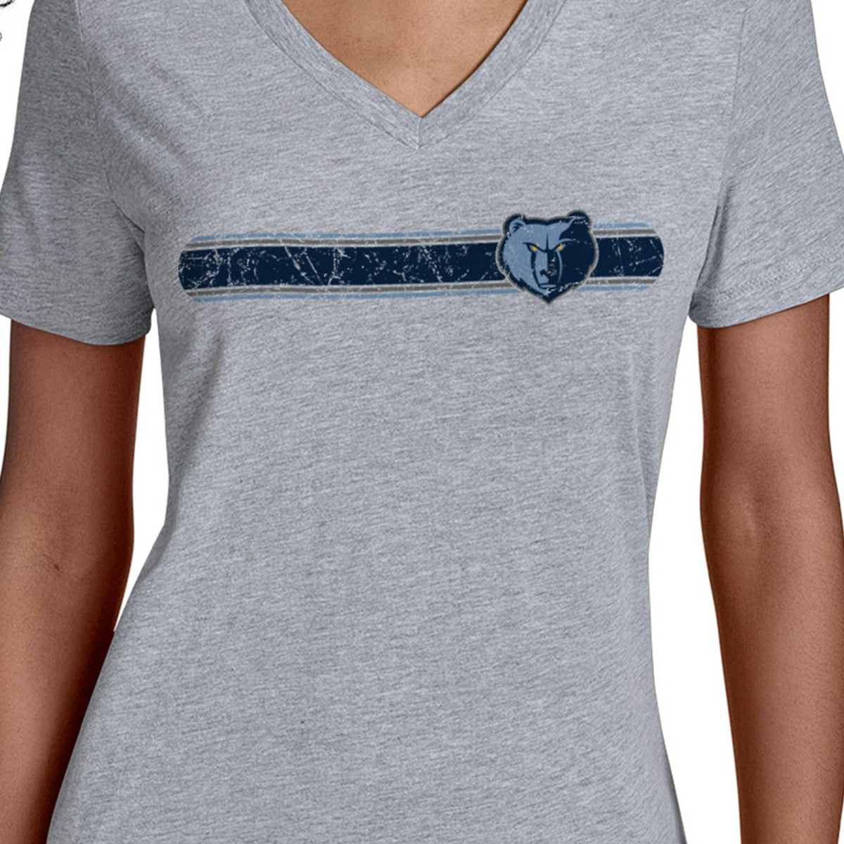 Gray Memphis Grizzlies Starter Women's Team Stripe V-Neck T-Shirt | NBA