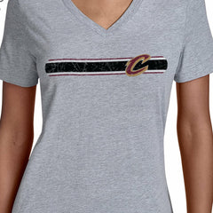 Gray Cleveland Cavaliers Starter Women's Team Stripe V-Neck T-Shirt sale | NBA