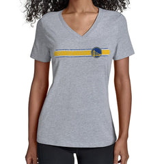 Gray Golden State Warriors Starter Women's Team Stripe V-Neck T-Shirt sale | NBA