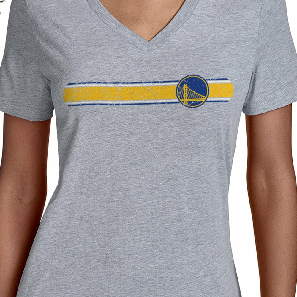 Gray Golden State Warriors Starter Women's Team Stripe V-Neck T-Shirt sale | NBA