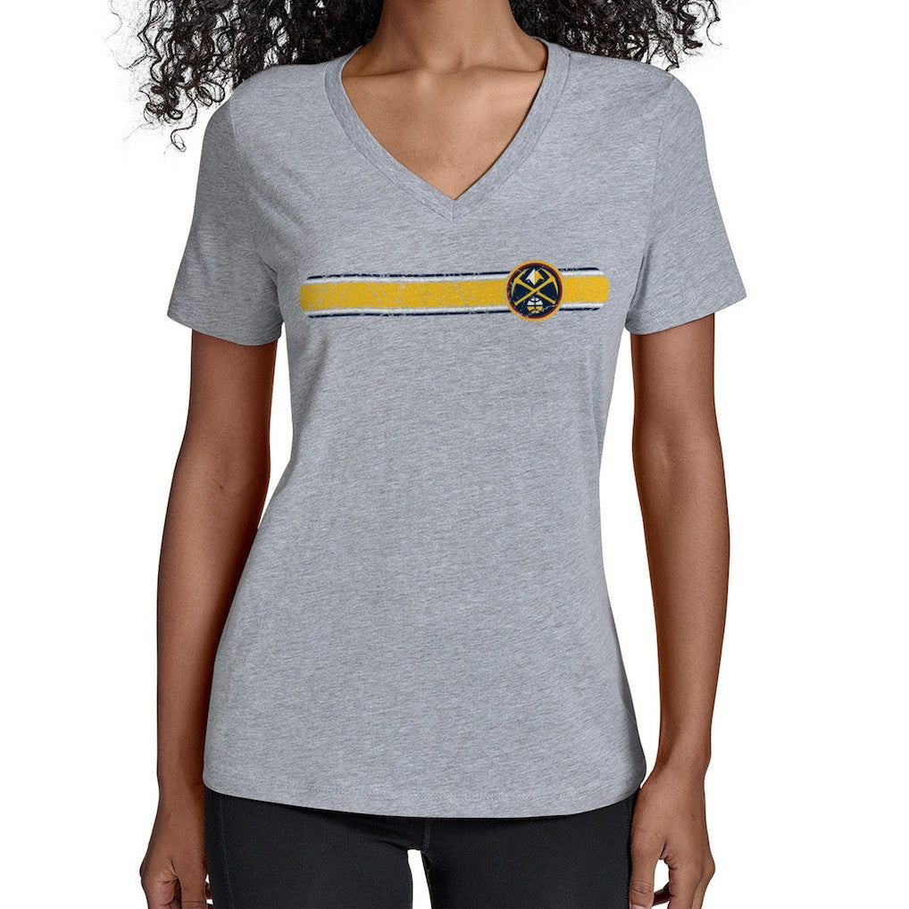 Gray Denver Nuggets Starter Women's Team Stripe V-Neck T-Shirt sale | NBA