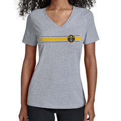 Gray Denver Nuggets Starter Women's Team Stripe V-Neck T-Shirt sale | NBA