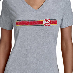 Gray Atlanta Hawks Starter Women's Team Stripe V-Neck T-Shirt | NBA