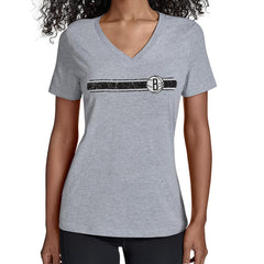 Gray Brooklyn Nets Starter Women's Team Stripe V-Neck T-Shirt | NBA