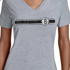 Gray Brooklyn Nets Starter Women's Team Stripe V-Neck T-Shirt | NBA