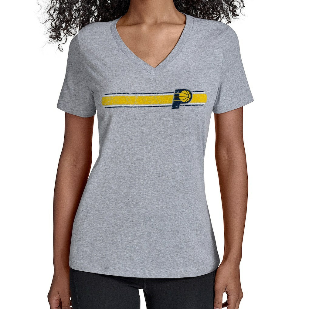 Gray Indiana Pacers Starter Women's Team Stripe V-Neck T-Shirt | NBA