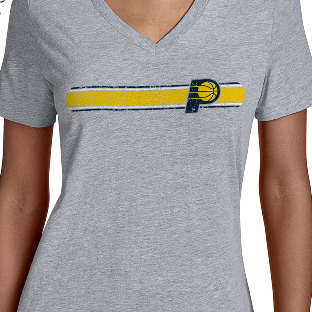 Gray Indiana Pacers Starter Women's Team Stripe V-Neck T-Shirt | NBA