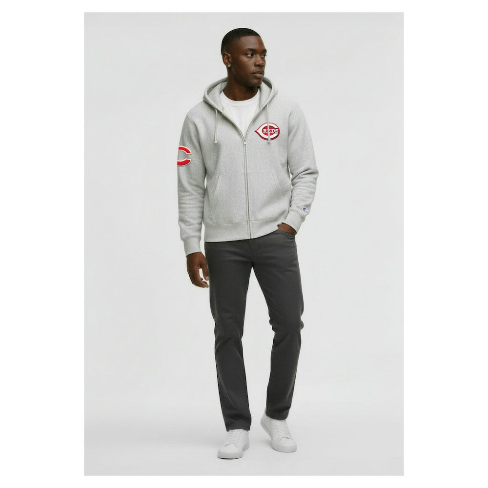 Cincinnati Reds Champion Reverse Weave Chenille Full-Zip Hoodie - MLB Hoodies