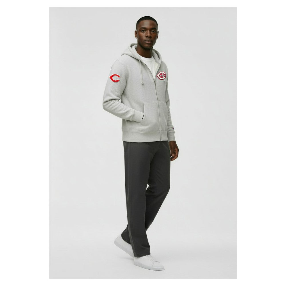 Cincinnati Reds Champion Reverse Weave Chenille Full-Zip Hoodie - MLB Hoodies