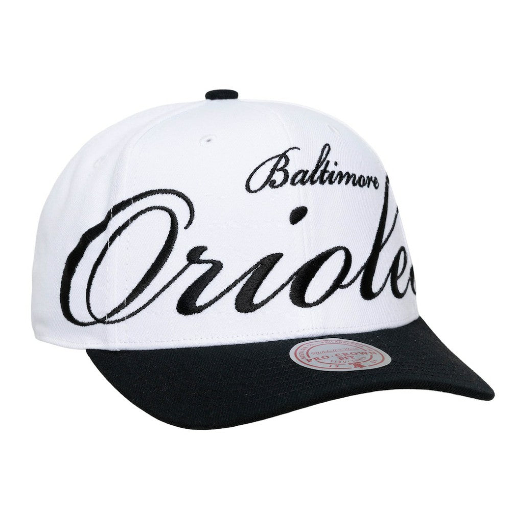 Baltimore Orioles Mitchell & Ness Unisex XL Script Pro Crown Snapback Hat - MLB Hats