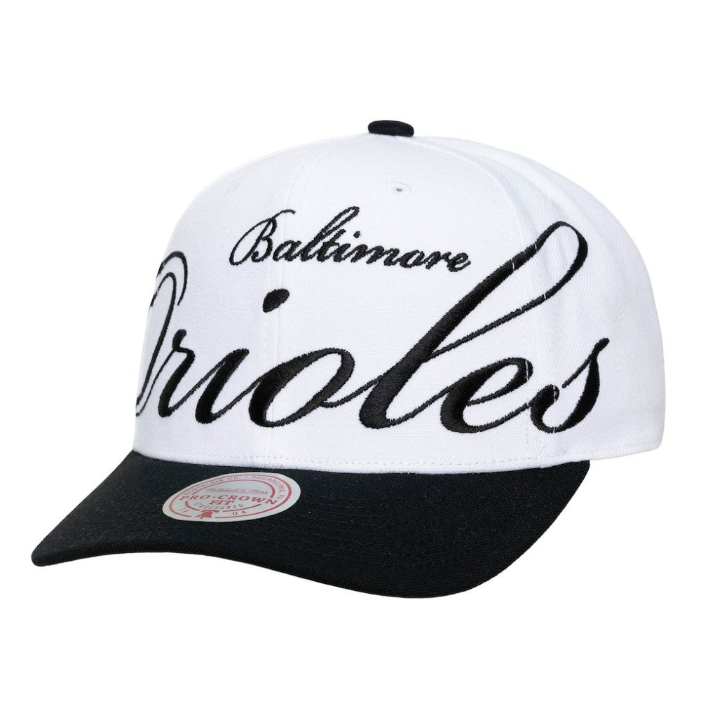 Baltimore Orioles Mitchell & Ness Unisex XL Script Pro Crown Snapback Hat - MLB Hats