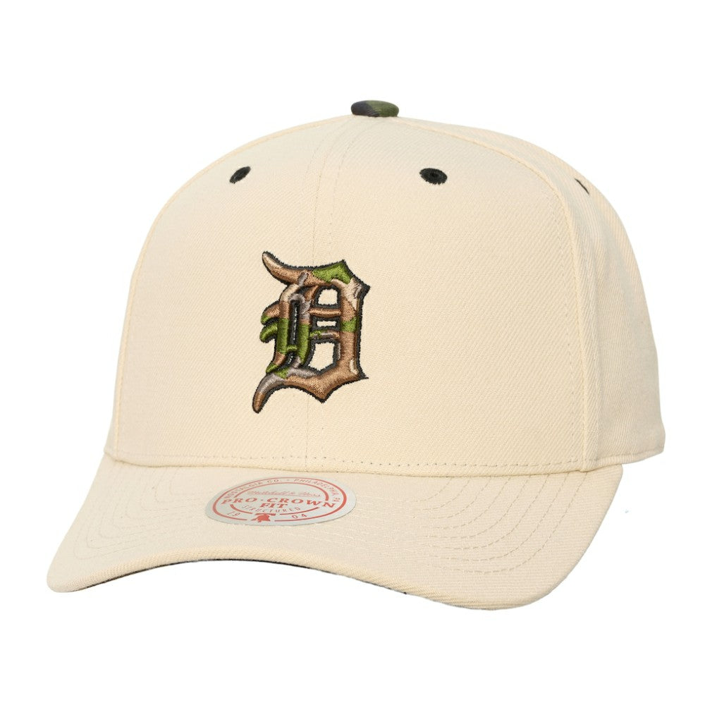 Detroit Tigers Mitchell & Ness Unisex Camo Logo Pro Crown Snapback Hat - MLB Hats