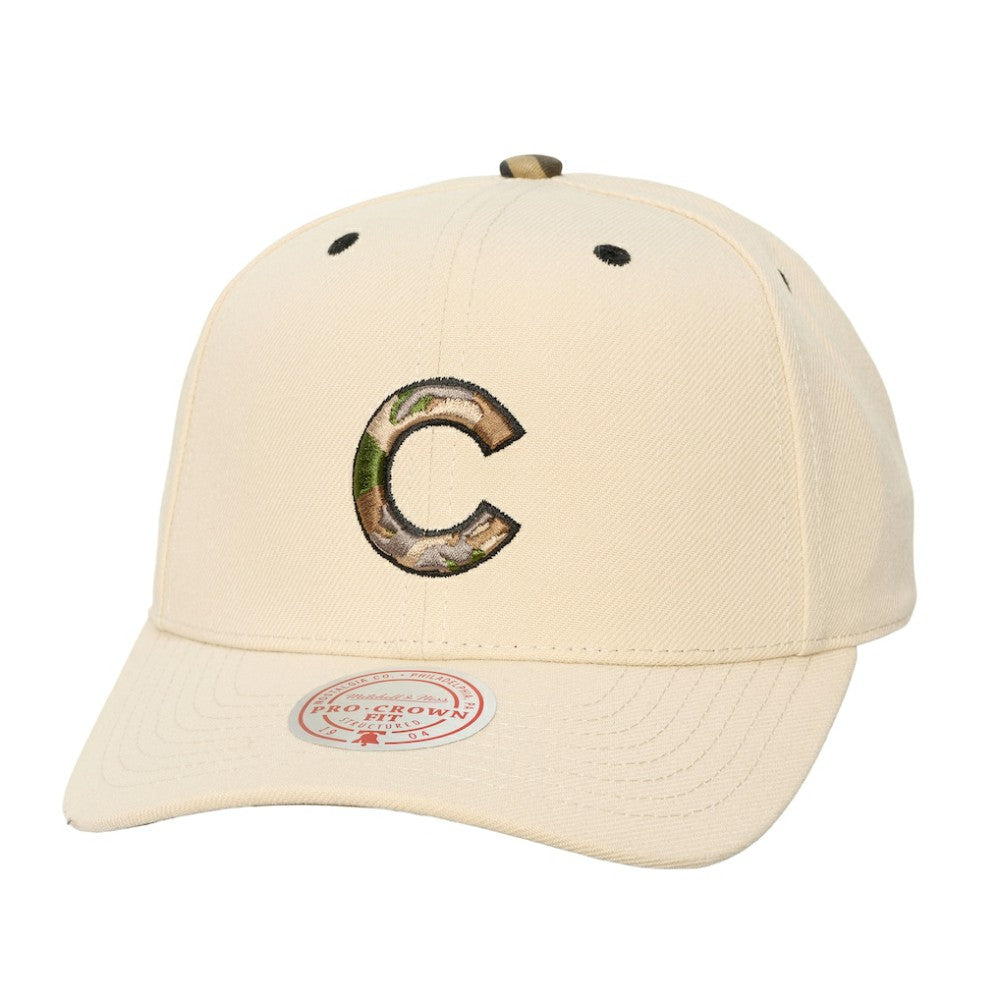 Chicago Cubs Mitchell & Ness Unisex Camo Logo Pro Crown Snapback Hat - MLB Hats
