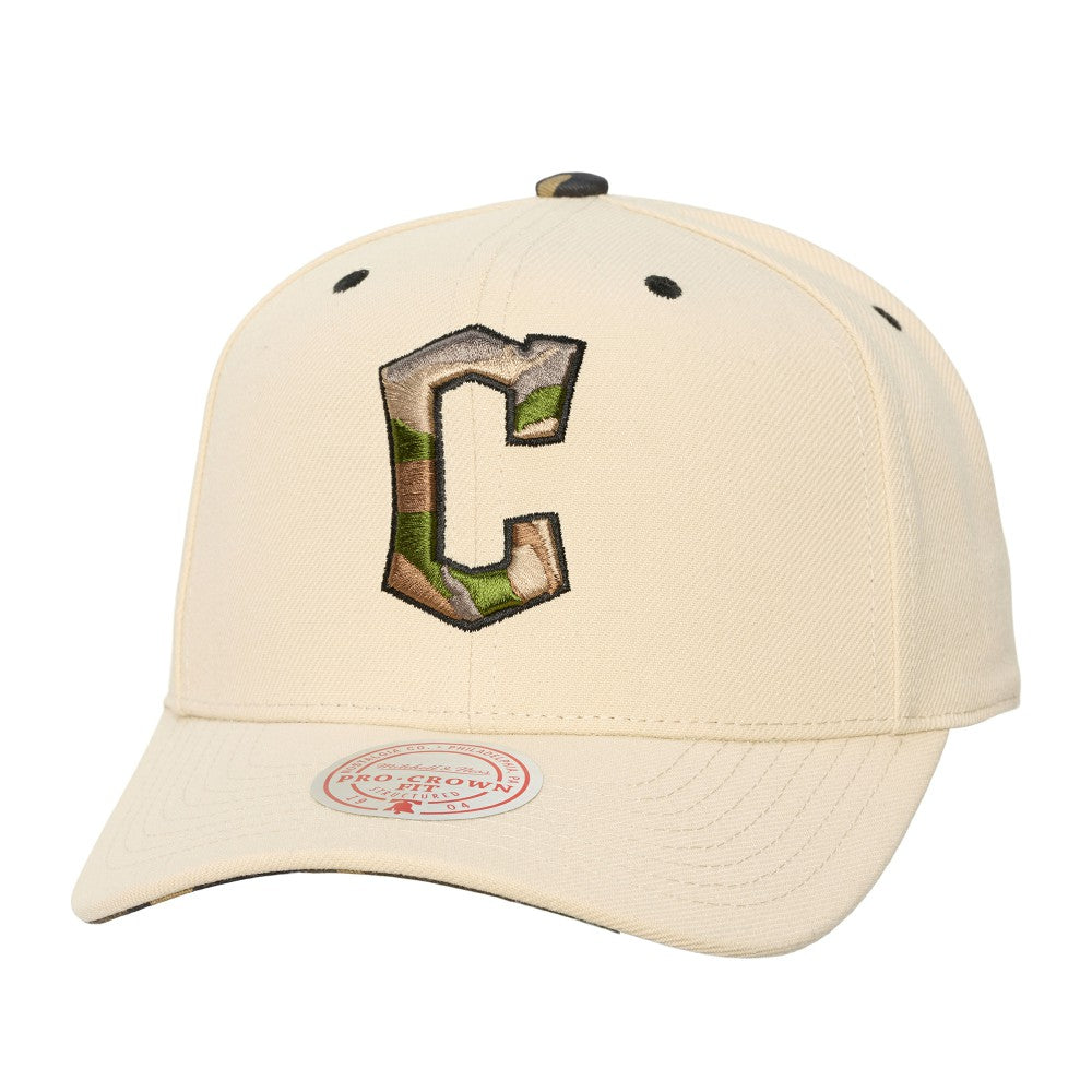 Cleveland Guardians Mitchell & Ness Unisex Camo Logo Pro Crown Snapback Hat - MLB Hats