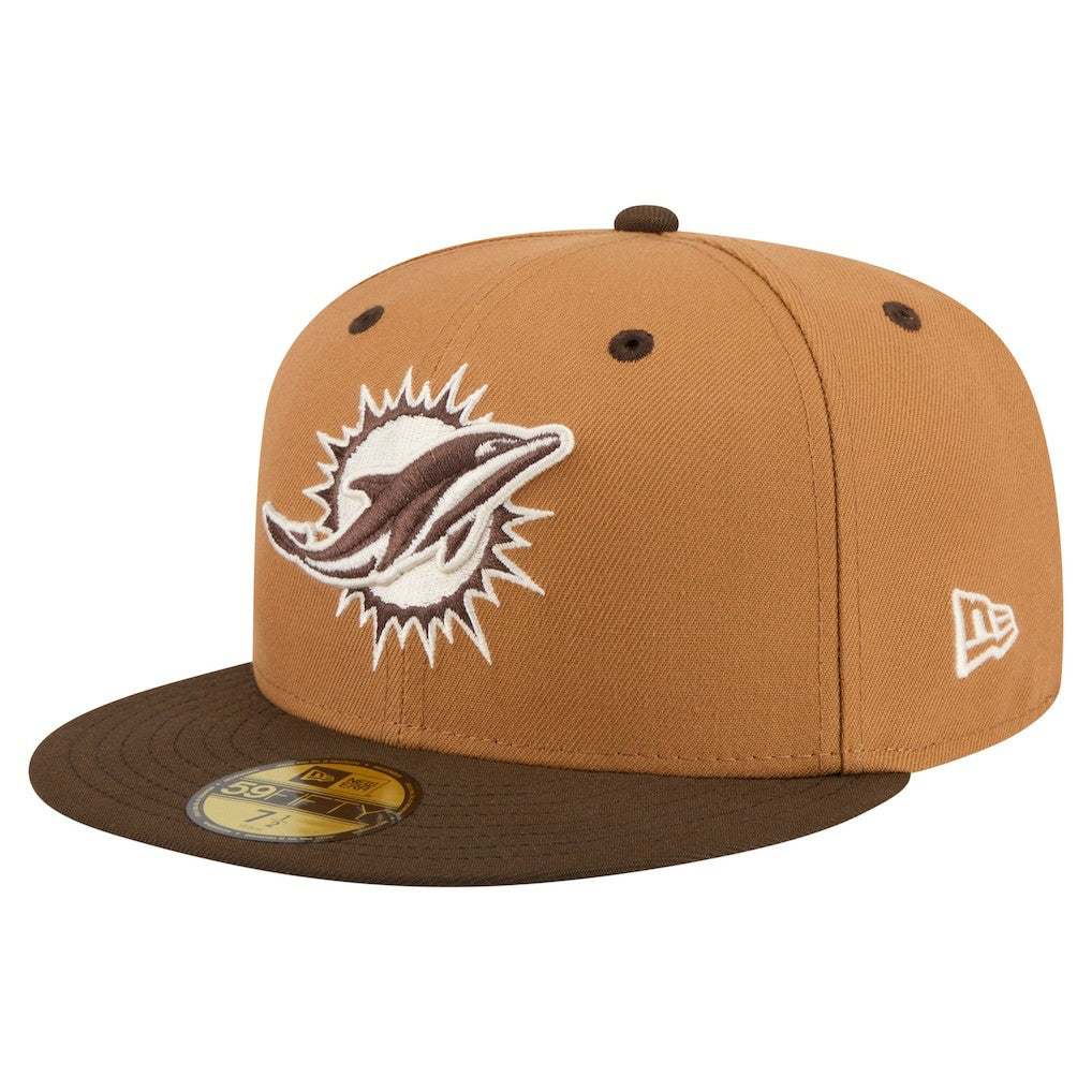 Miami Dolphins Two-Tone Walnut 59FIFTY Fitted Hat | NFL Outlet