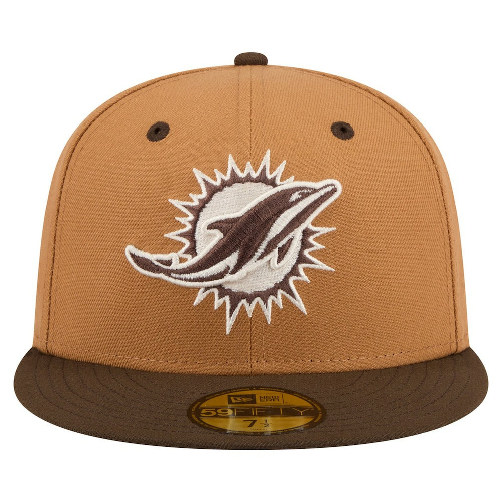 Miami Dolphins Two-Tone Walnut 59FIFTY Fitted Hat | NFL Outlet