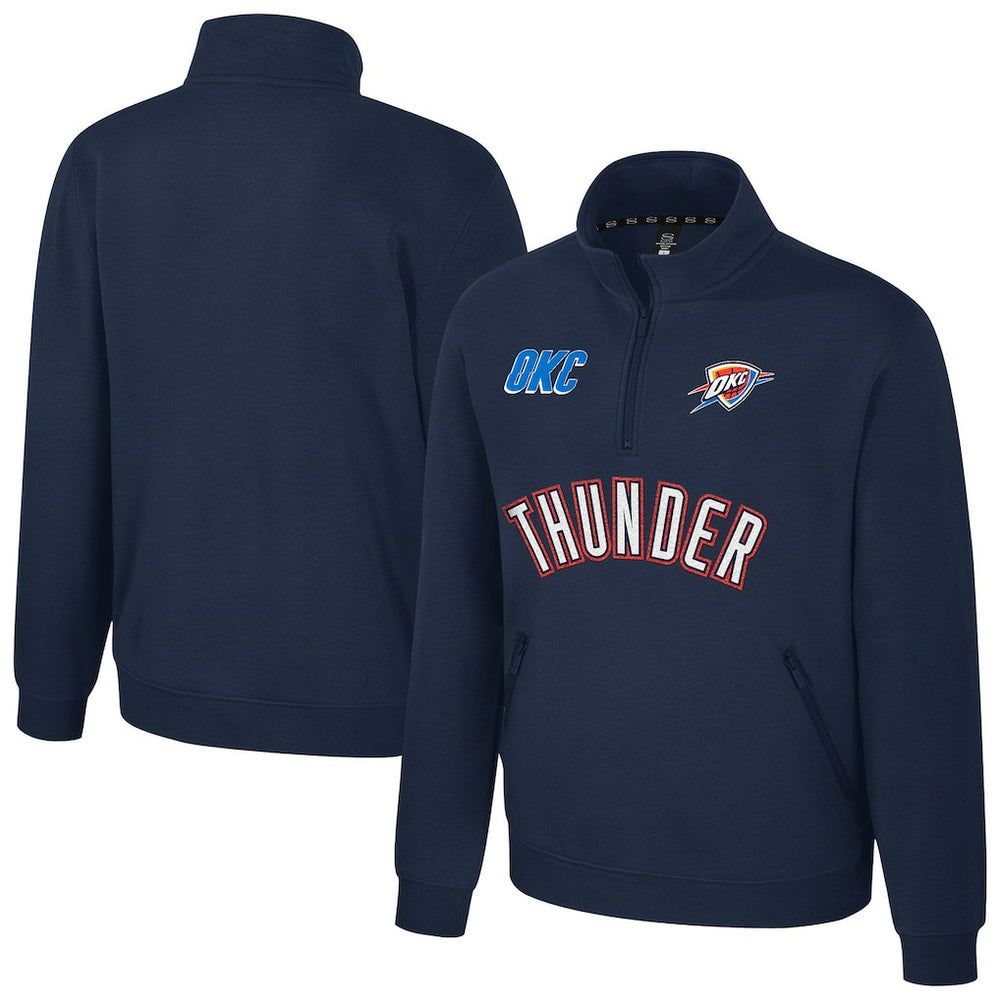 Navy Oklahoma City Thunder Stadium Essentials Unisex First Team Trainer Quarter-Zip Pullover | NBA