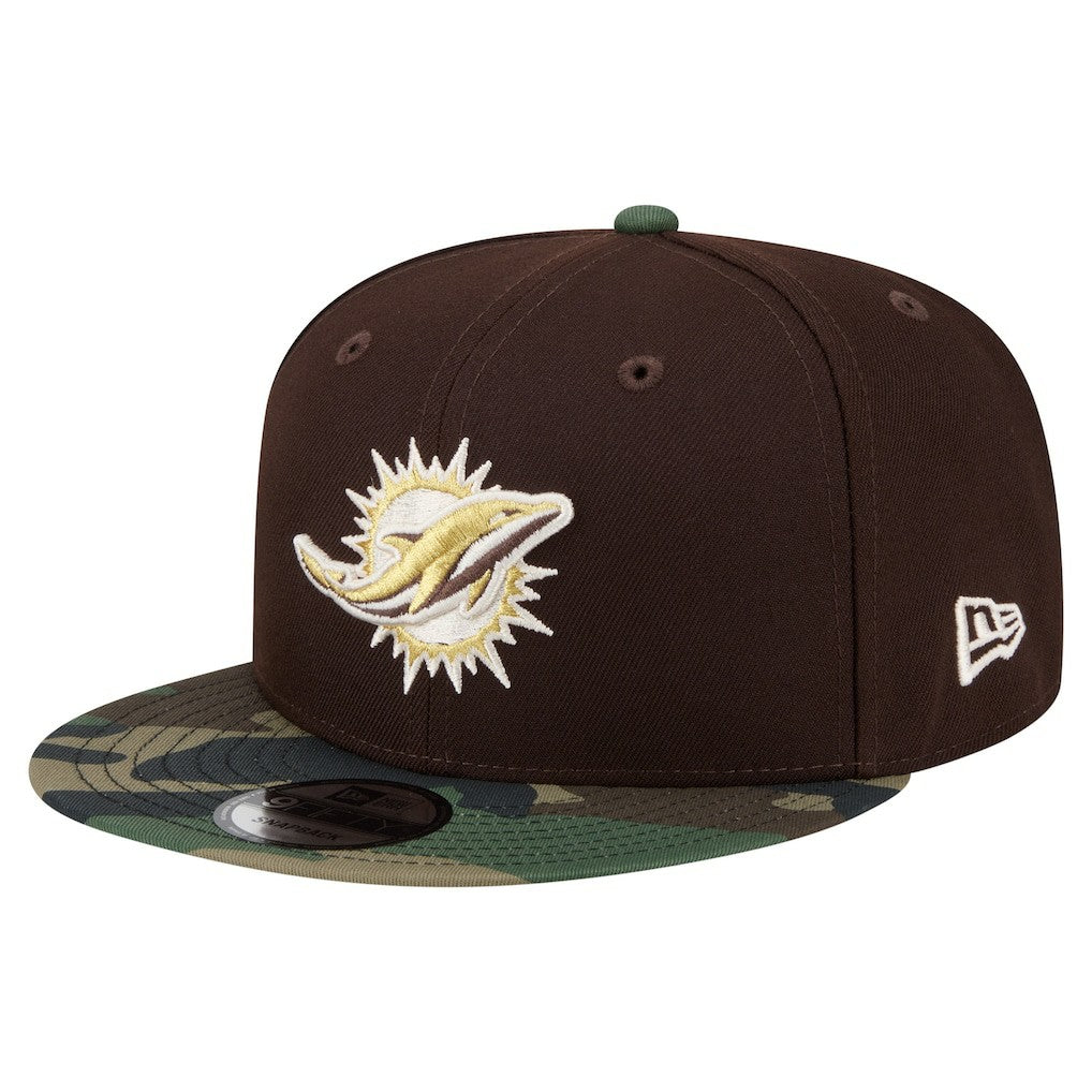 Miami Dolphins Adult Burnt Wood Camo 9FIFTY Snapback Hat | NFL New