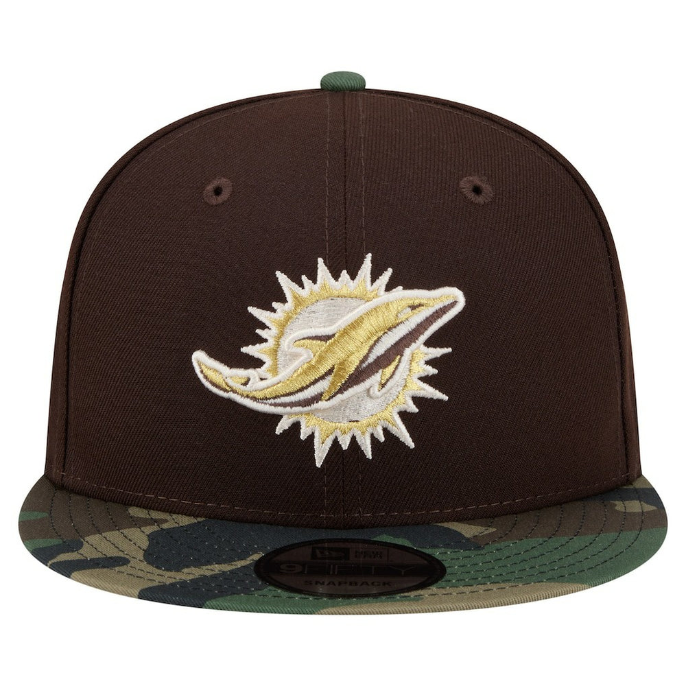 Miami Dolphins Adult Burnt Wood Camo 9FIFTY Snapback Hat | NFL New