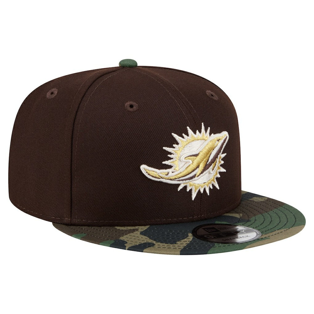 Miami Dolphins Adult Burnt Wood Camo 9FIFTY Snapback Hat | NFL New