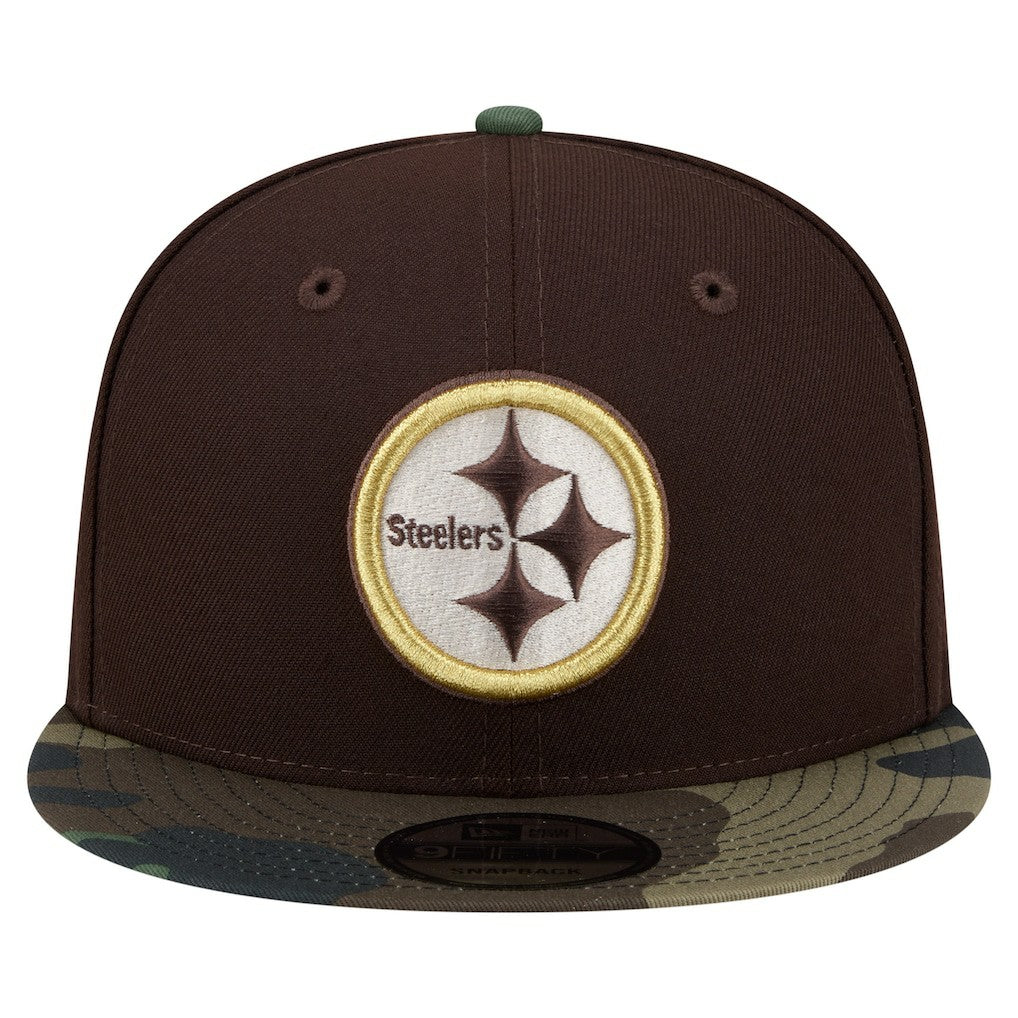 Pittsburgh Steelers Adult Burnt Wood Camo 9FIFTY Snapback Hat | NFL New