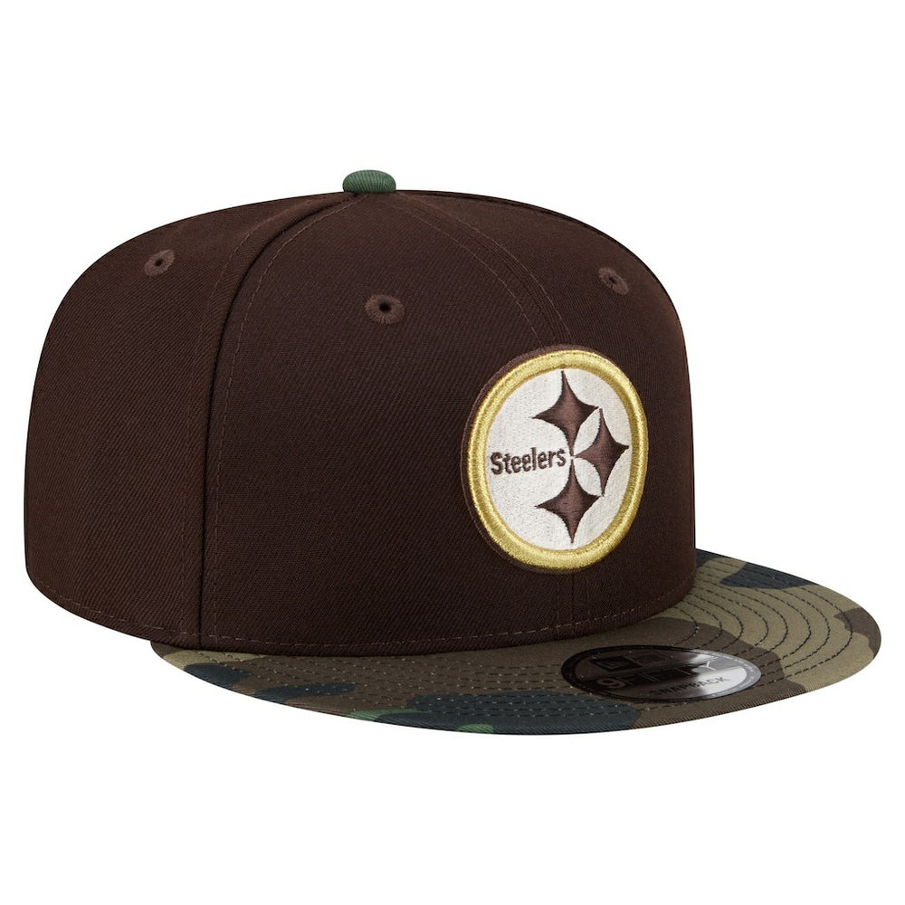 Pittsburgh Steelers Adult Burnt Wood Camo 9FIFTY Snapback Hat | NFL New