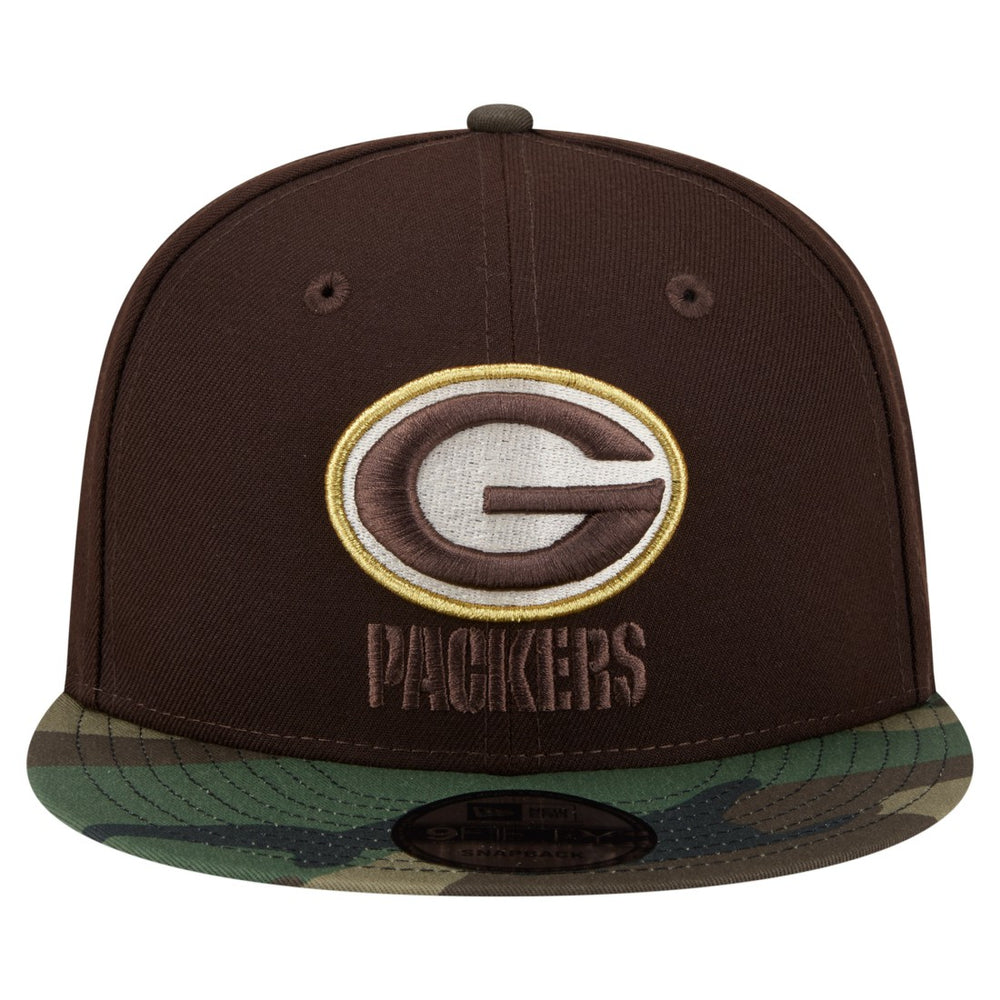 Green Bay Packers Adult Burnt Wood Camo 9FIFTY Snapback Hat | NFL New