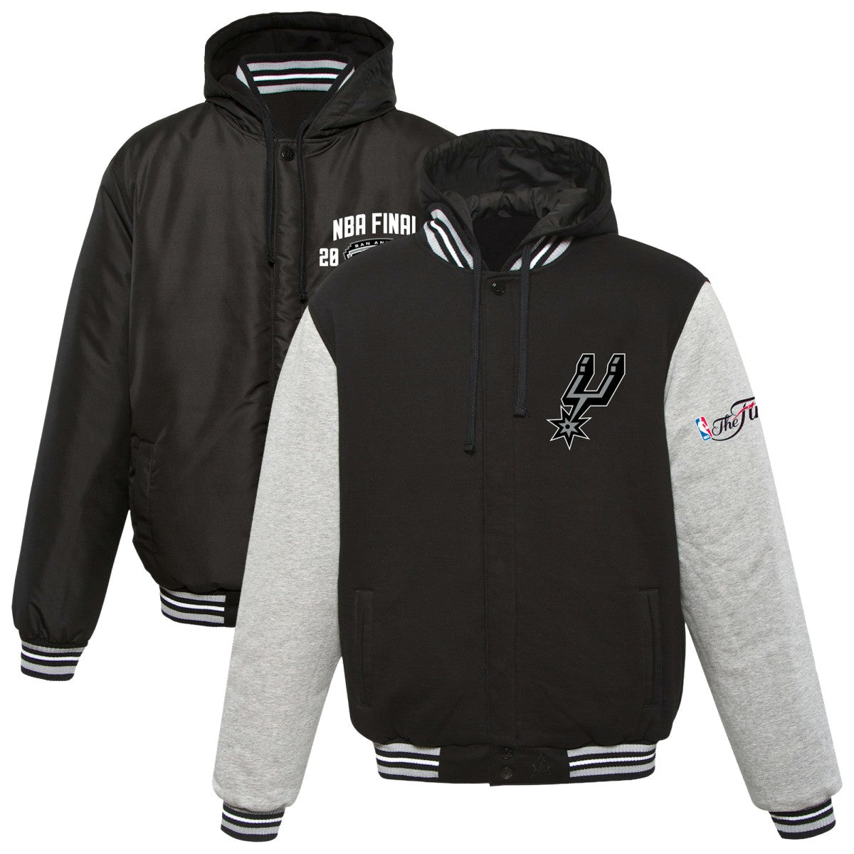 Black San Antonio Spurs JH Design 2014 NBA Finals Fleece Full-Zip Varsity Jacket | NBA