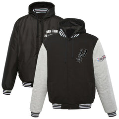 Black San Antonio Spurs JH Design 2014 NBA Finals Fleece Full-Zip Varsity Jacket | NBA