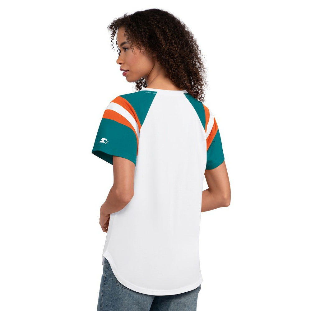 Miami Dolphins Starter Women's Game On Notch Neck T-Shirt | NFL Hot