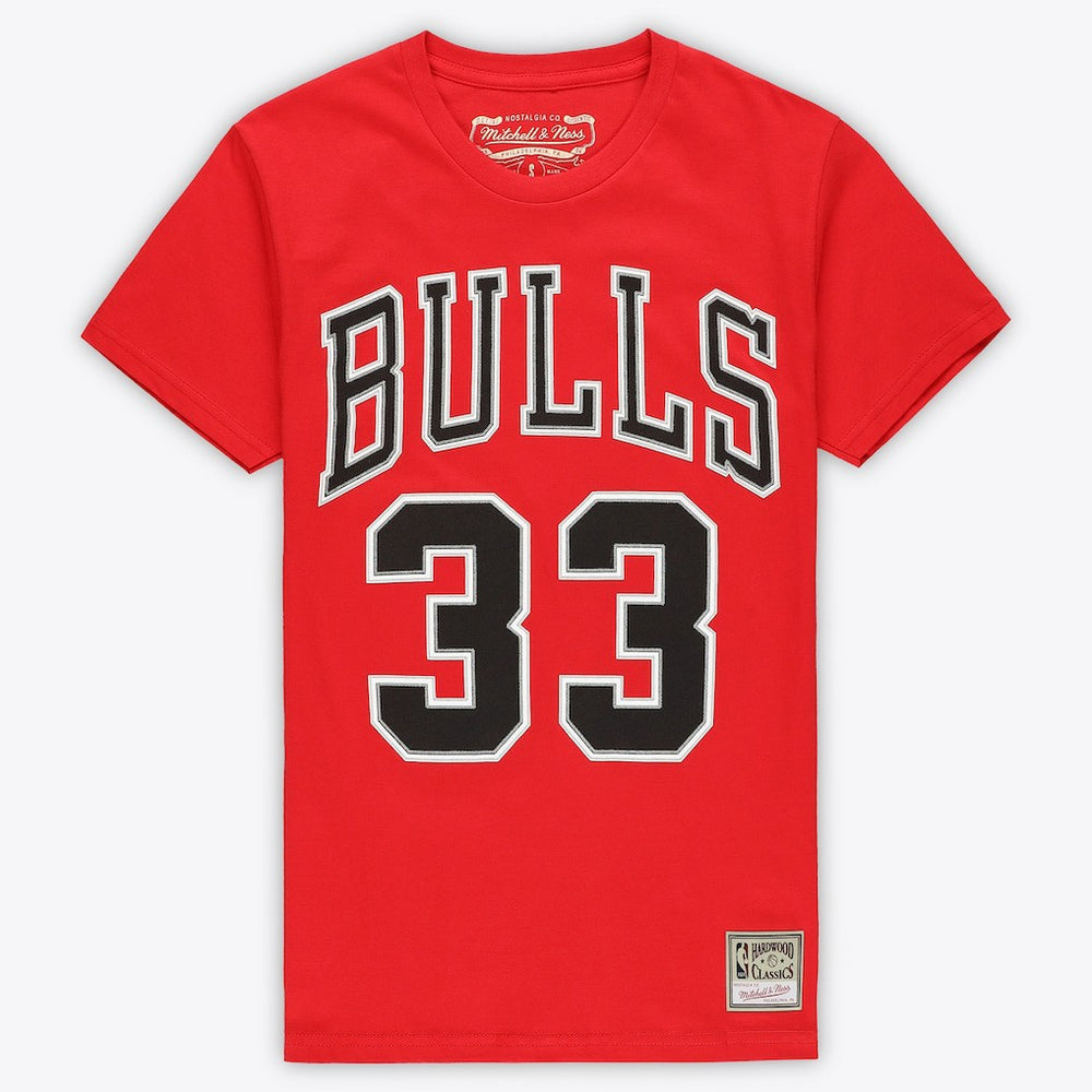 Red Scottie Pippen Chicago Bulls Unisex Hardwood Classics Name & Number T-Shirt sale | NBA