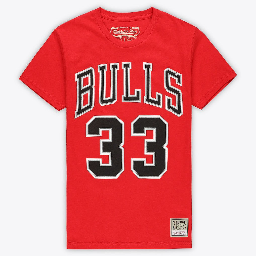 Red Scottie Pippen Chicago Bulls Unisex Hardwood Classics Name & Number T-Shirt sale | NBA