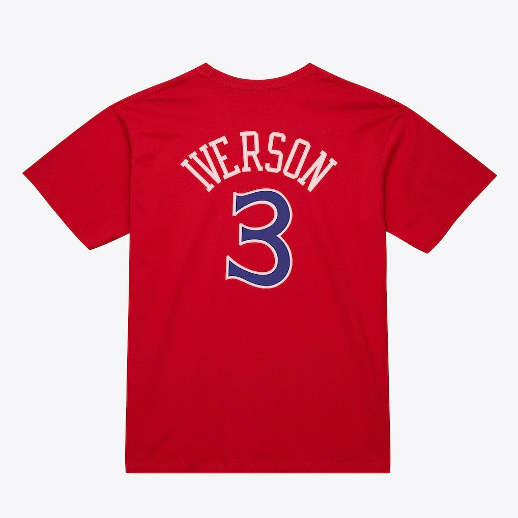 Red Allen Iverson Philadelphia 76ers Unisex Hardwood Classics Name & Number T-Shirt | NBA