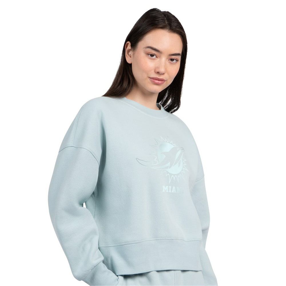 Miami Dolphins Starter Women's Travel Pastels Boxy Fleece Sweatshirt | NFL Outlet